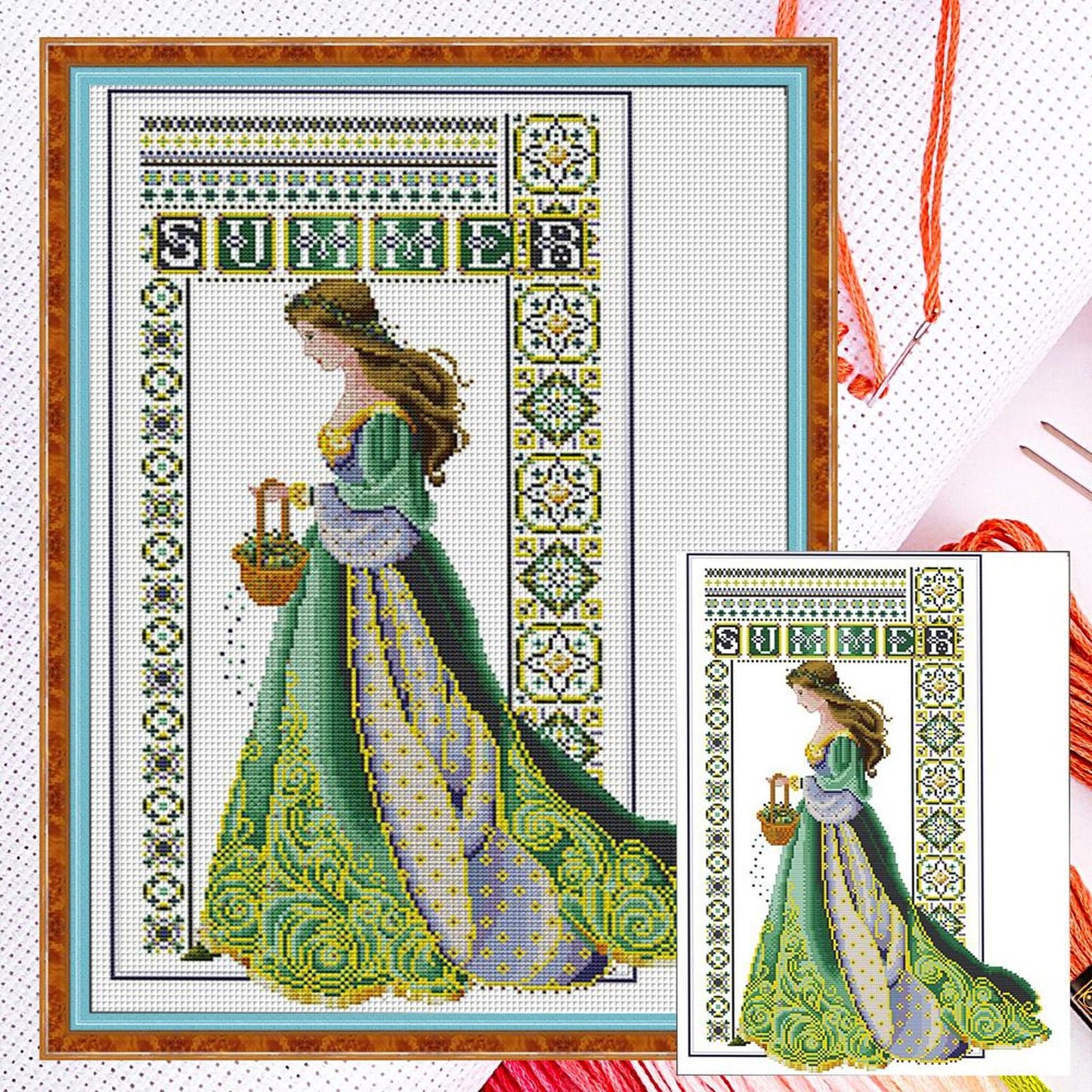 Summer Angel - Partial 14CT Counted Cross Stitch 36x52CM - Joy Sunday Backstitch