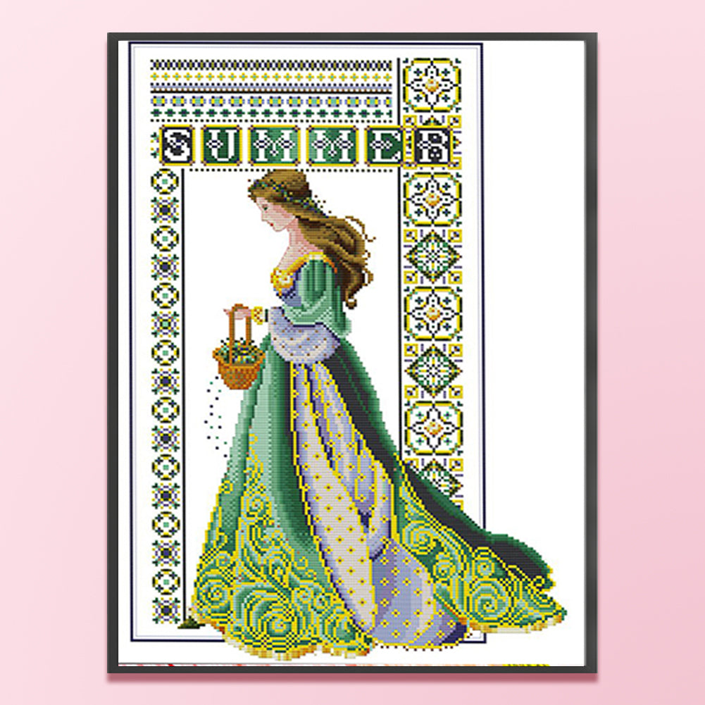 Summer Angel - Partial 14CT Counted Cross Stitch 36x52CM - Joy Sunday Backstitch