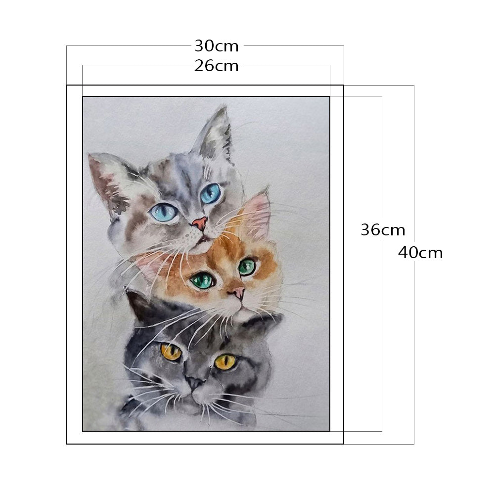 Three Cats - Full 11CT Counted Cross Stitch 30x40CM - Band
