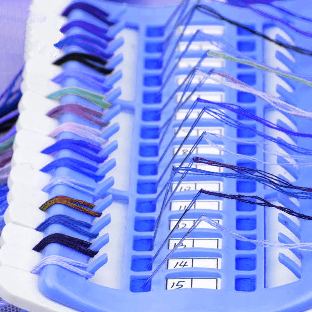Cross Stitch Row Line Tools 30-Bit Embroidery Thread Organizer Blue 17.5x11CM