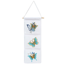 Load image into Gallery viewer, Butterfly Diamond Painting Wall Hanging Storage Bag 3 Pockets White
