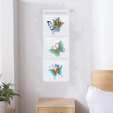 Load image into Gallery viewer, Butterfly Diamond Painting Wall Hanging Storage Bag 3 Pockets White
