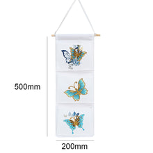Load image into Gallery viewer, Butterfly Diamond Painting Wall Hanging Storage Bag 3 Pockets White
