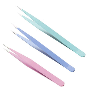 3pcs Diamond Painting Stainless Steel Tweezers Set DIY Tools (Straight)