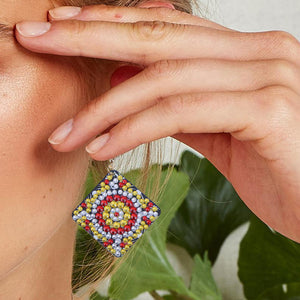 5D DIY Diamond Painting Earrings Double-sided Square Drop Earrings (RZ011)