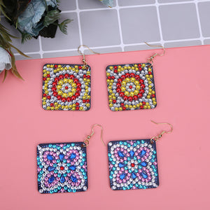 5D DIY Diamond Painting Earrings Double-sided Square Drop Earrings (RZ011)