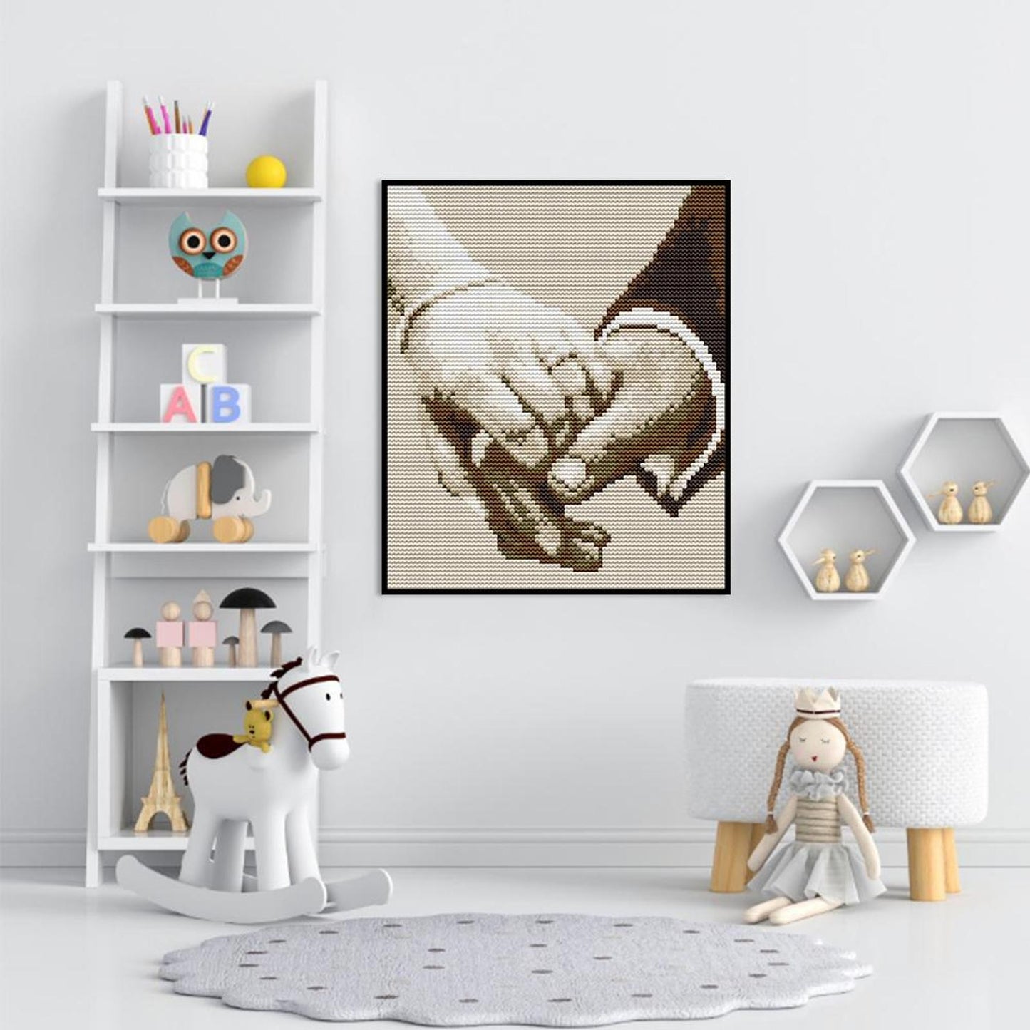 Holding Hands Together - Full 14CT Stamped Cross Stitch 19x22CM - Joy Sunday