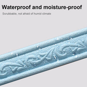 3D Foam Self-adhesive Waist Corner Line DIY Wall Edge Strip (Light Blue)