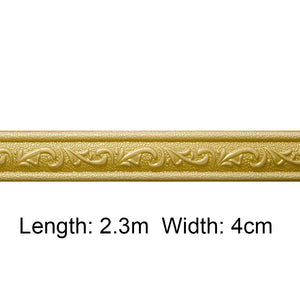 3D Foam Self-adhesive Waist Corner Line DIY Wall Edge Strip Skirt (Gold)