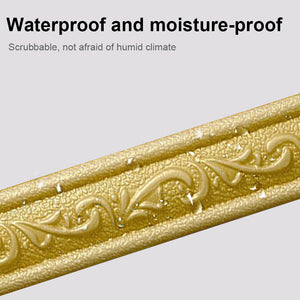 3D Foam Self-adhesive Waist Corner Line DIY Wall Edge Strip Skirt (Gold)