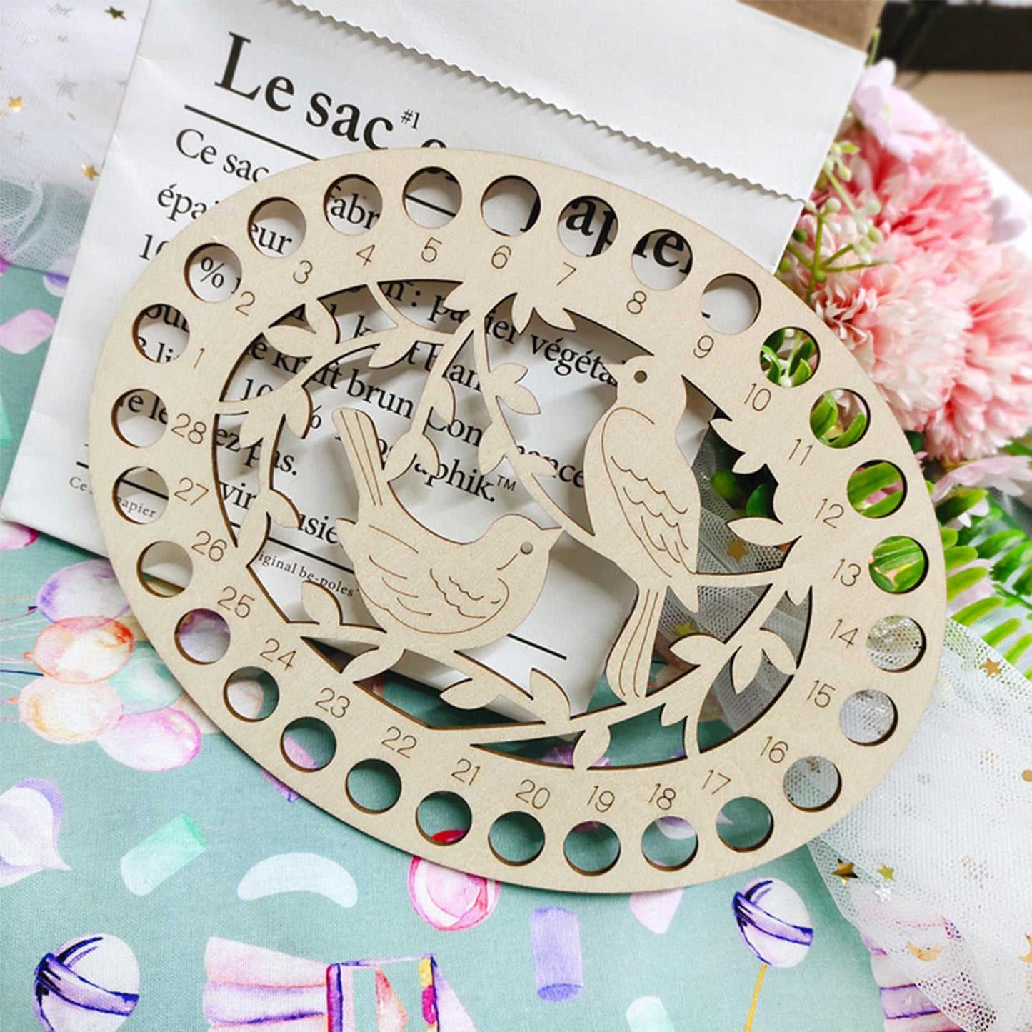 Wooden Bird Embroidery Floss Organizer Cross Stitch Thread Holder Storage