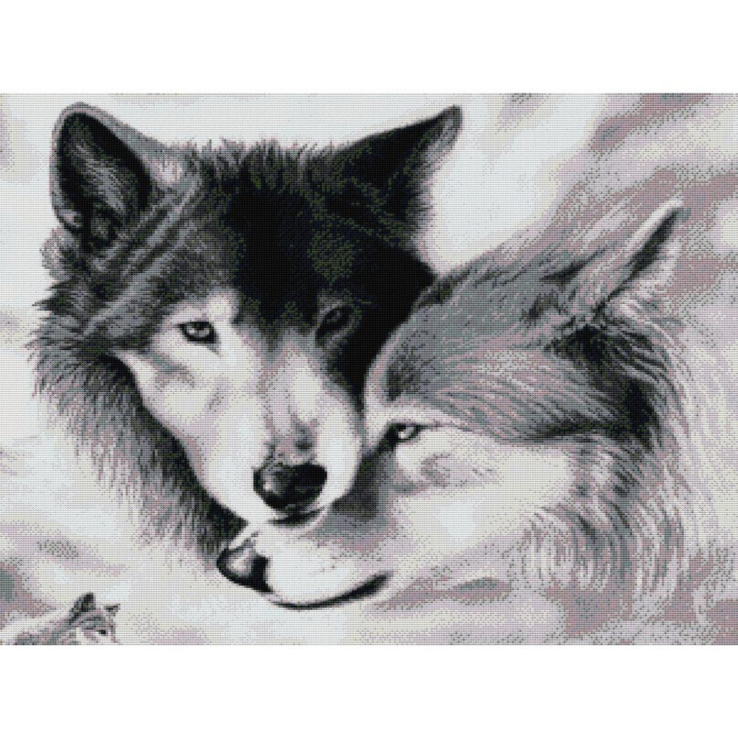 Wolf V - Full 14CT Stamped Cross Stitch 62x54CM - Joy Sunday