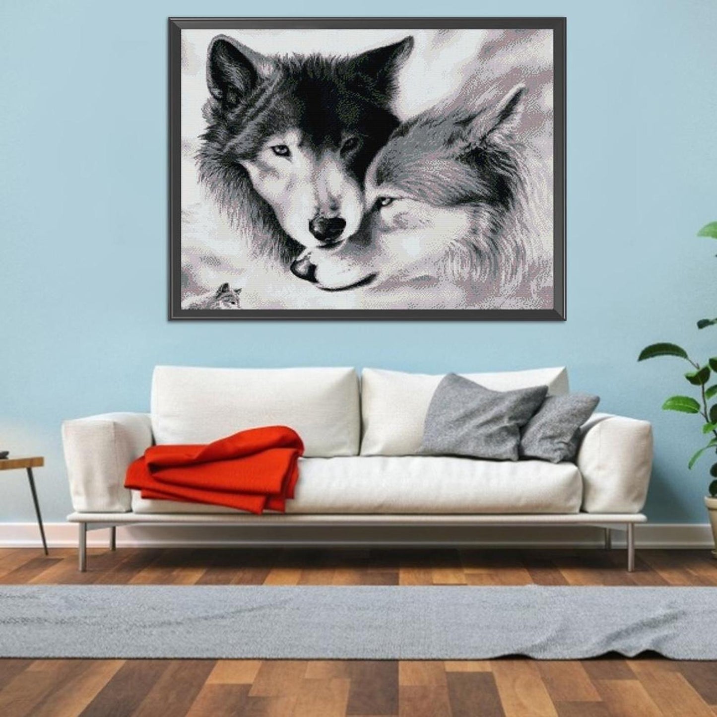 Wolf V - Full 14CT Stamped Cross Stitch 62x54CM - Joy Sunday