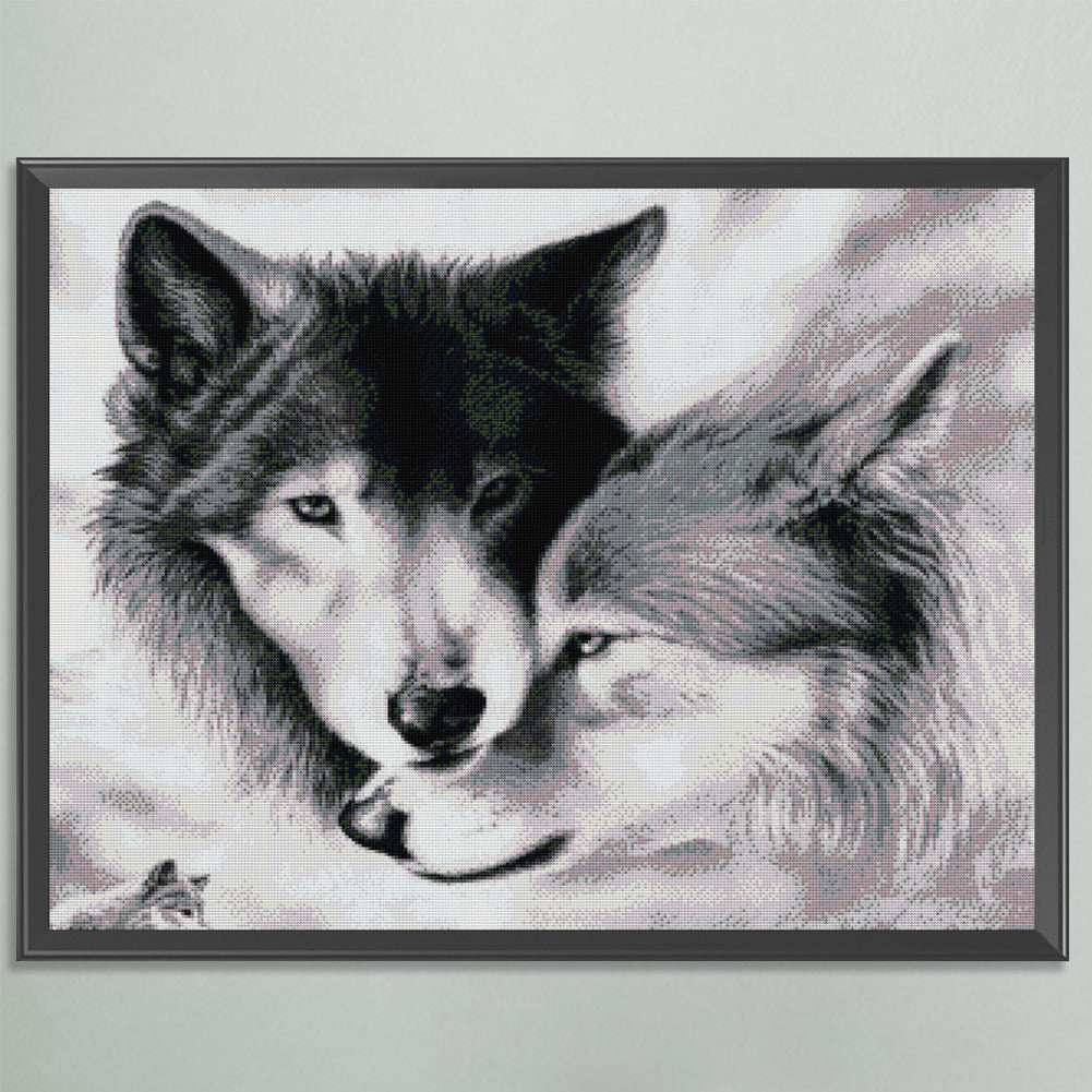 Wolf V - Full 14CT Stamped Cross Stitch 62x54CM - Joy Sunday