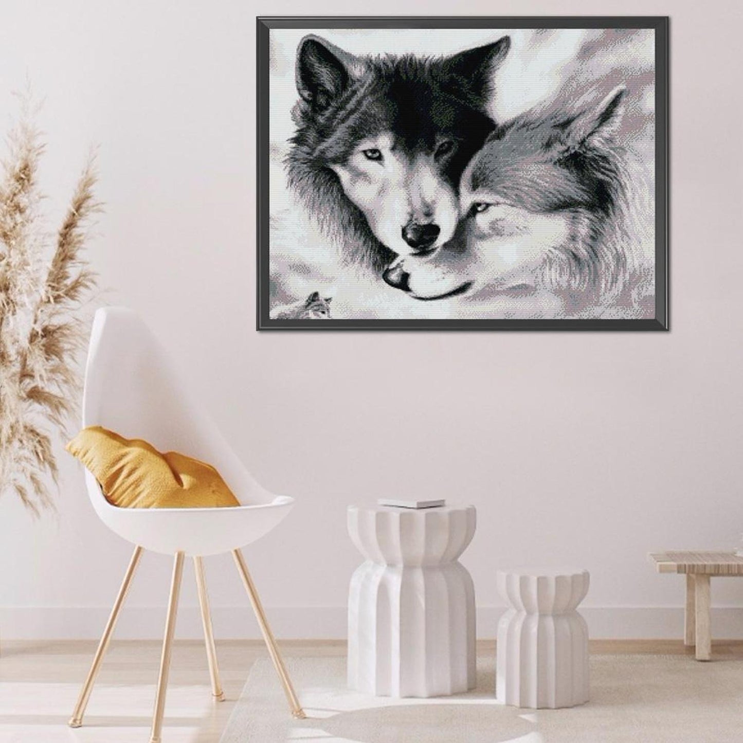 Wolf V - Full 14CT Stamped Cross Stitch 62x54CM - Joy Sunday