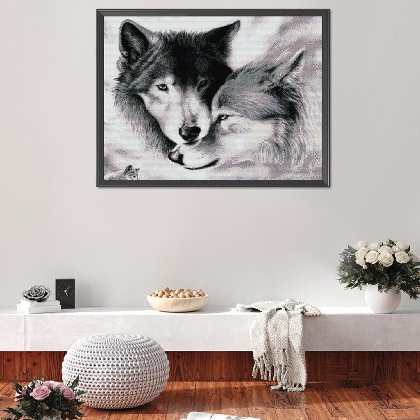 Wolf V - Full 14CT Stamped Cross Stitch 62x54CM - Joy Sunday