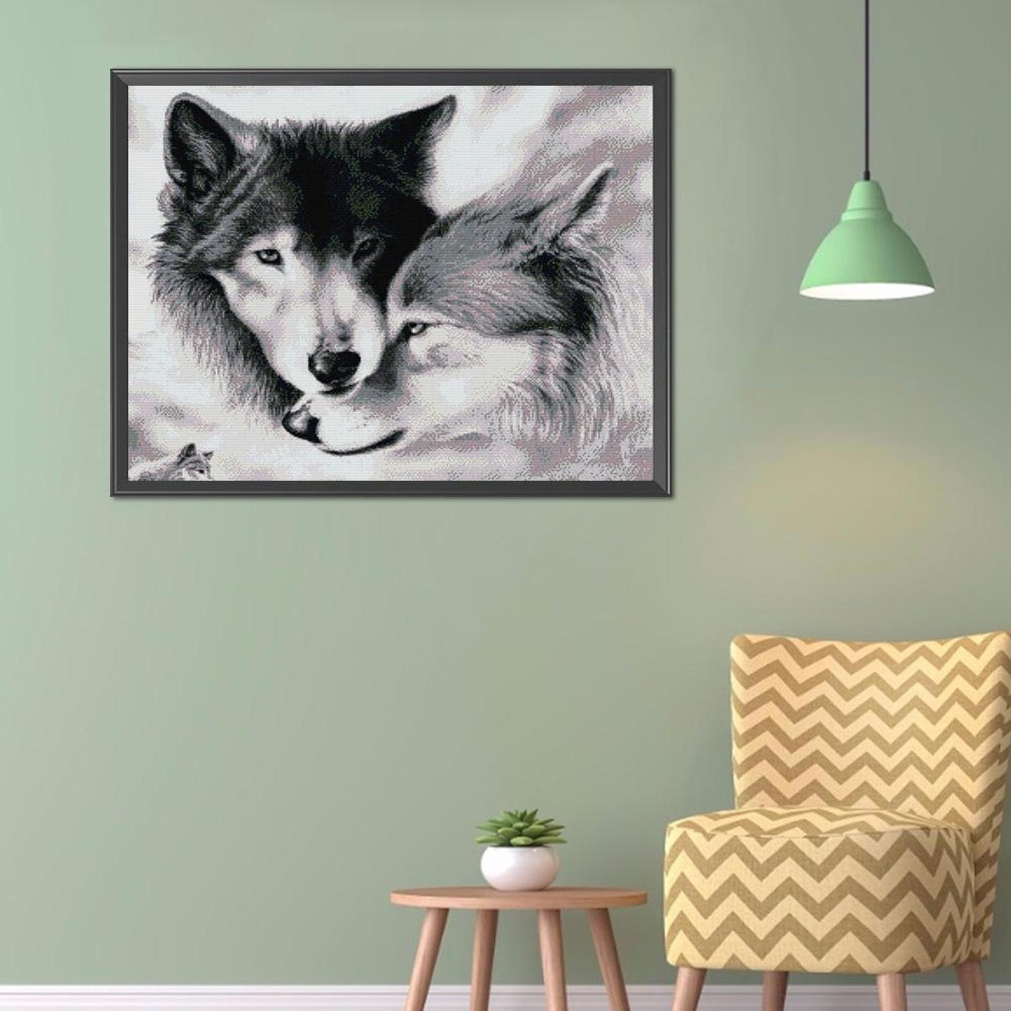 Wolf V - Full 14CT Stamped Cross Stitch 62x54CM - Joy Sunday
