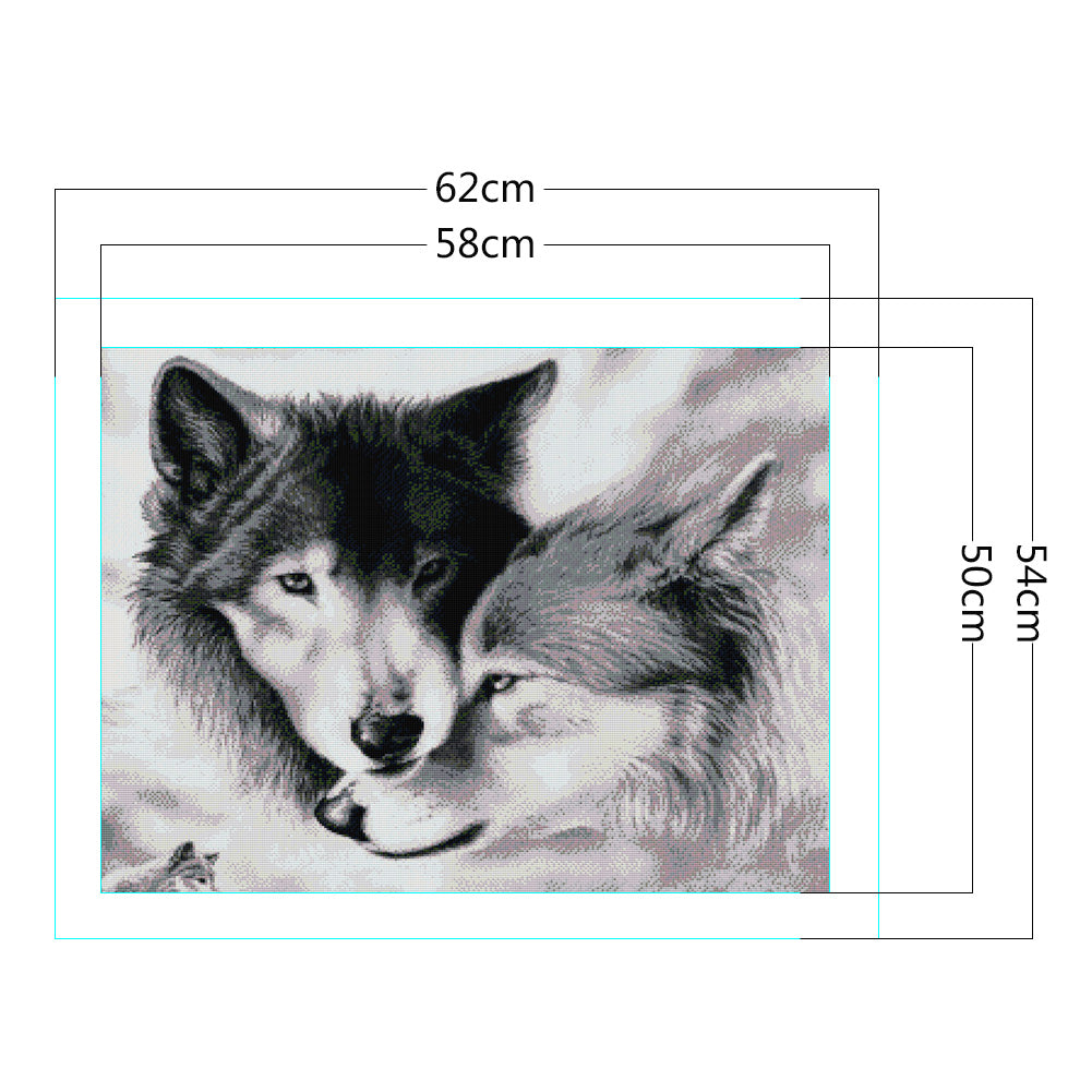 Wolf V - Full 14CT Stamped Cross Stitch 62x54CM - Joy Sunday