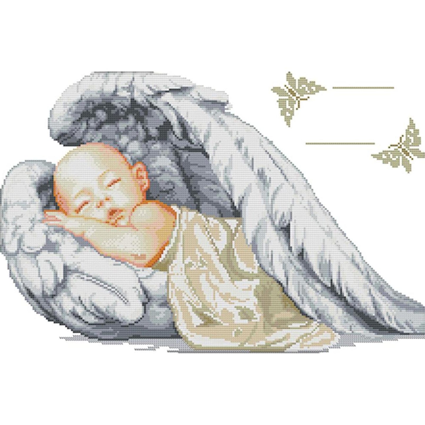 Baby Angel Birth Certificate - Partial 11CT Counted Cross Stitch 62x44CM - Joy Sunday