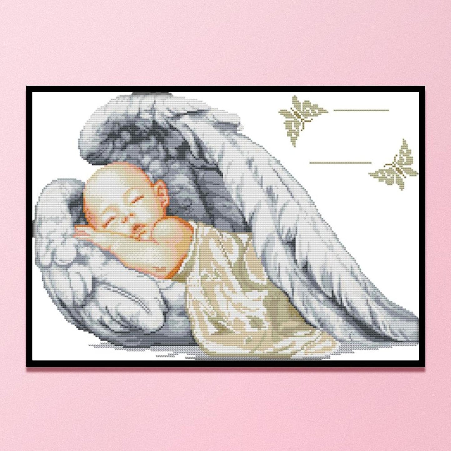 Baby Angel Birth Certificate - Partial 11CT Counted Cross Stitch 62x44CM - Joy Sunday