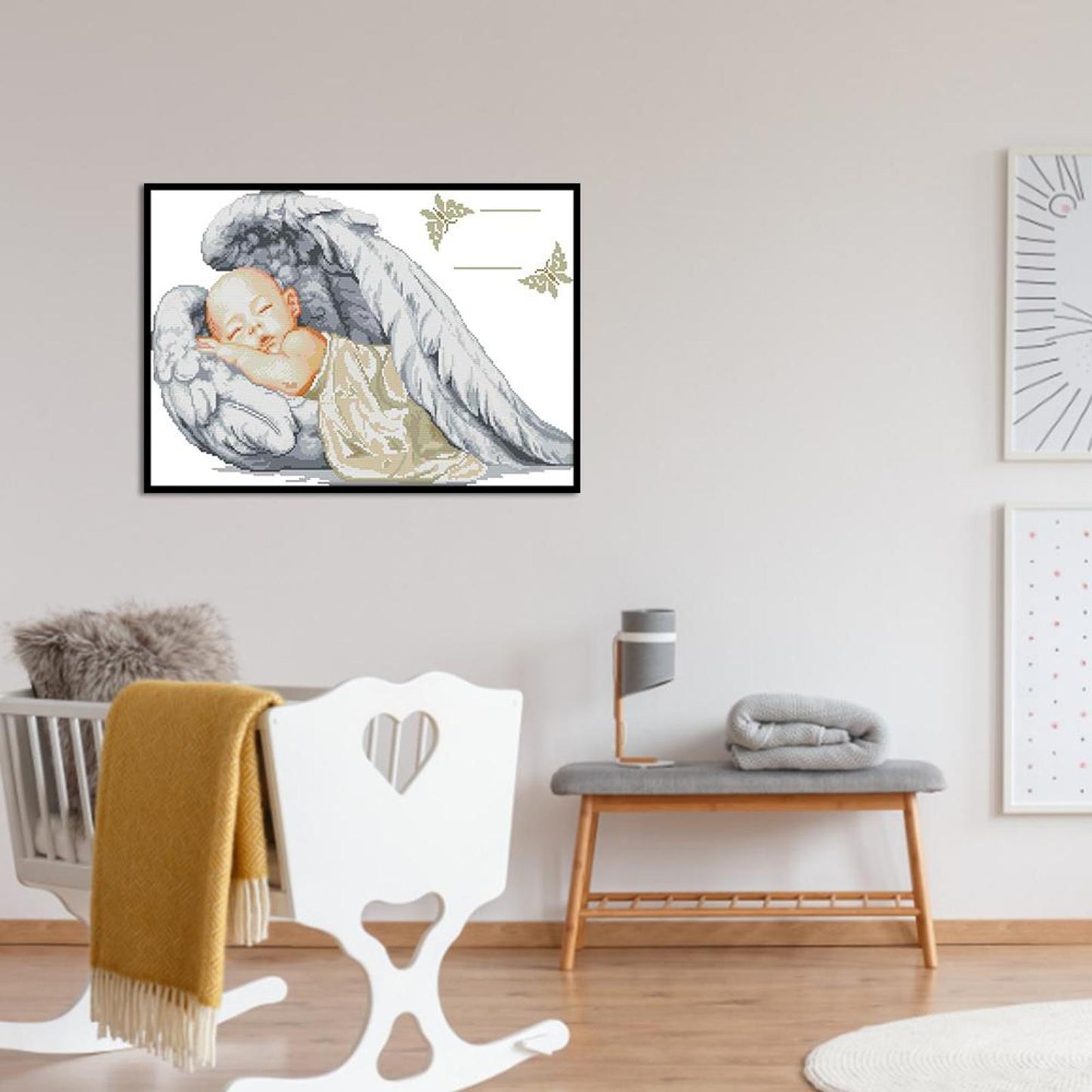 Baby Angel Birth Certificate - Partial 11CT Counted Cross Stitch 62x44CM - Joy Sunday
