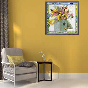 DIY - Framed Vase - 50*50CM 11CT 3 Stamped Cross Stitch