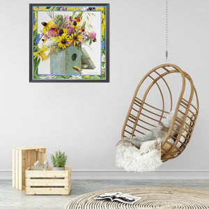 DIY - Framed Vase - 50*50CM 11CT 3 Stamped Cross Stitch
