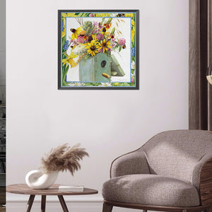 DIY - Framed Vase - 50*50CM 11CT 3 Stamped Cross Stitch
