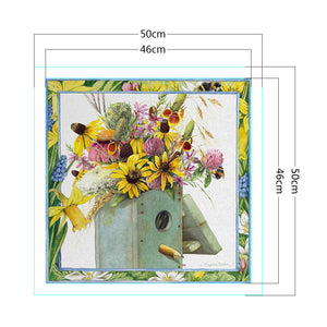 DIY - Framed Vase - 50*50CM 11CT 3 Stamped Cross Stitch