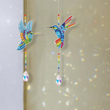 Load image into Gallery viewer, 2Pcs Crystal Light Catcher Diamond Painting Hummingbird Hanging Decor
