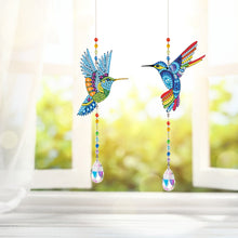 Load image into Gallery viewer, 2Pcs Crystal Light Catcher Diamond Painting Hummingbird Hanging Decor
