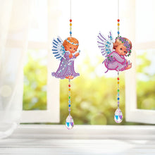 Load image into Gallery viewer, 2pcs Crystal Light Catcher Diamond Painting Angel Hanging Decor
