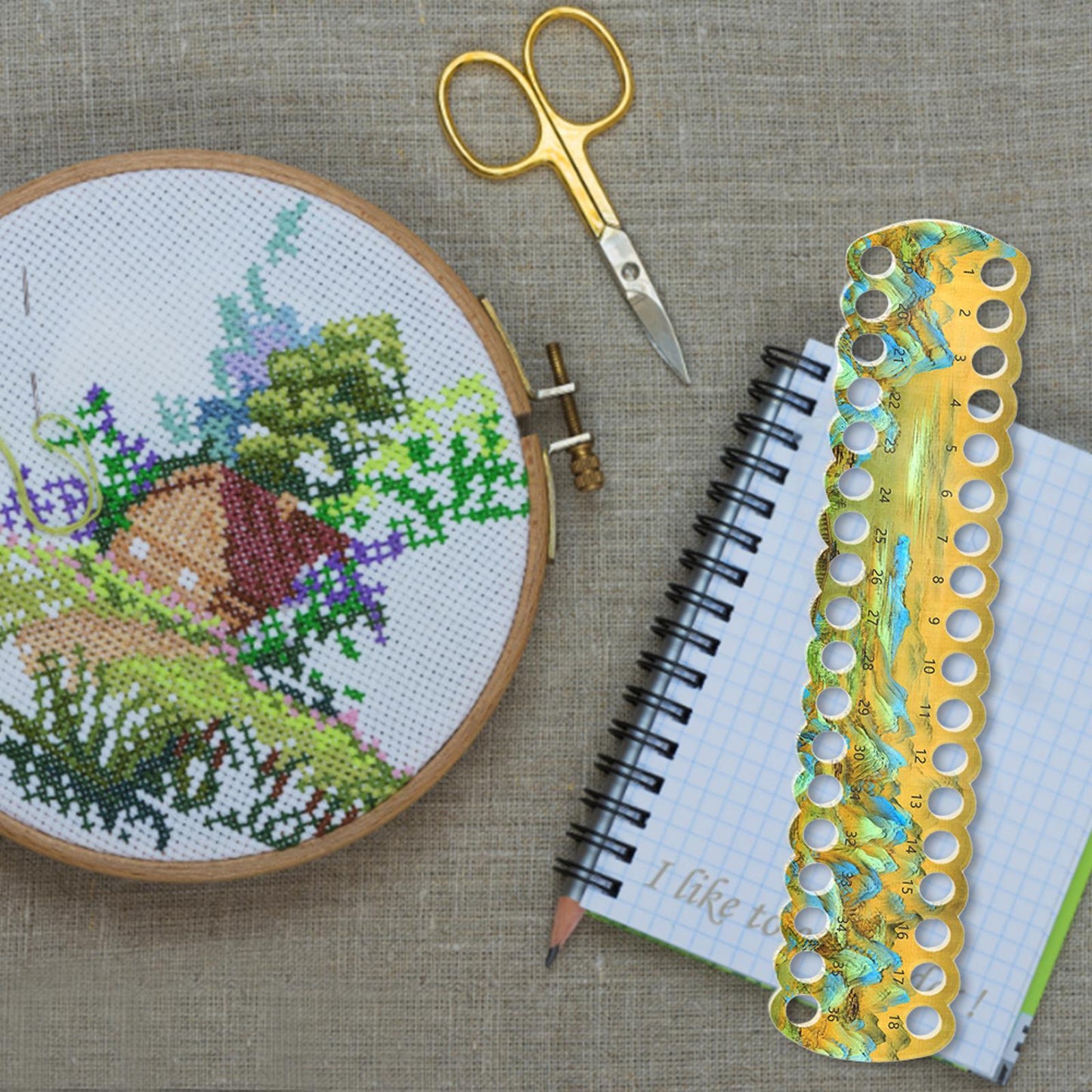 Acrylic Cross Stitch Row Line Board Cartoon Pattern Art Accessory (country)