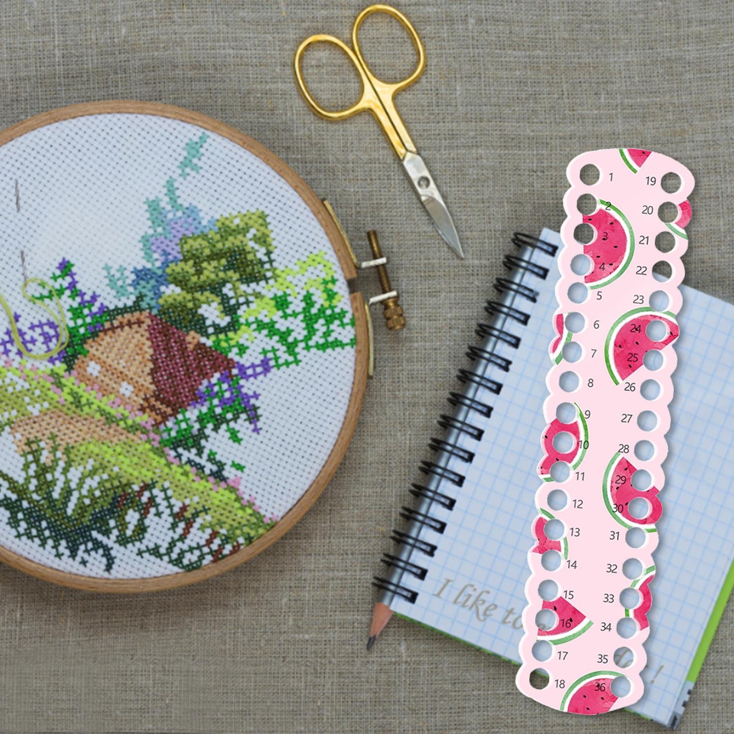 Acrylic Cross Stitch Row Line Board Cartoon Pattern Art Accessory (watermelon)