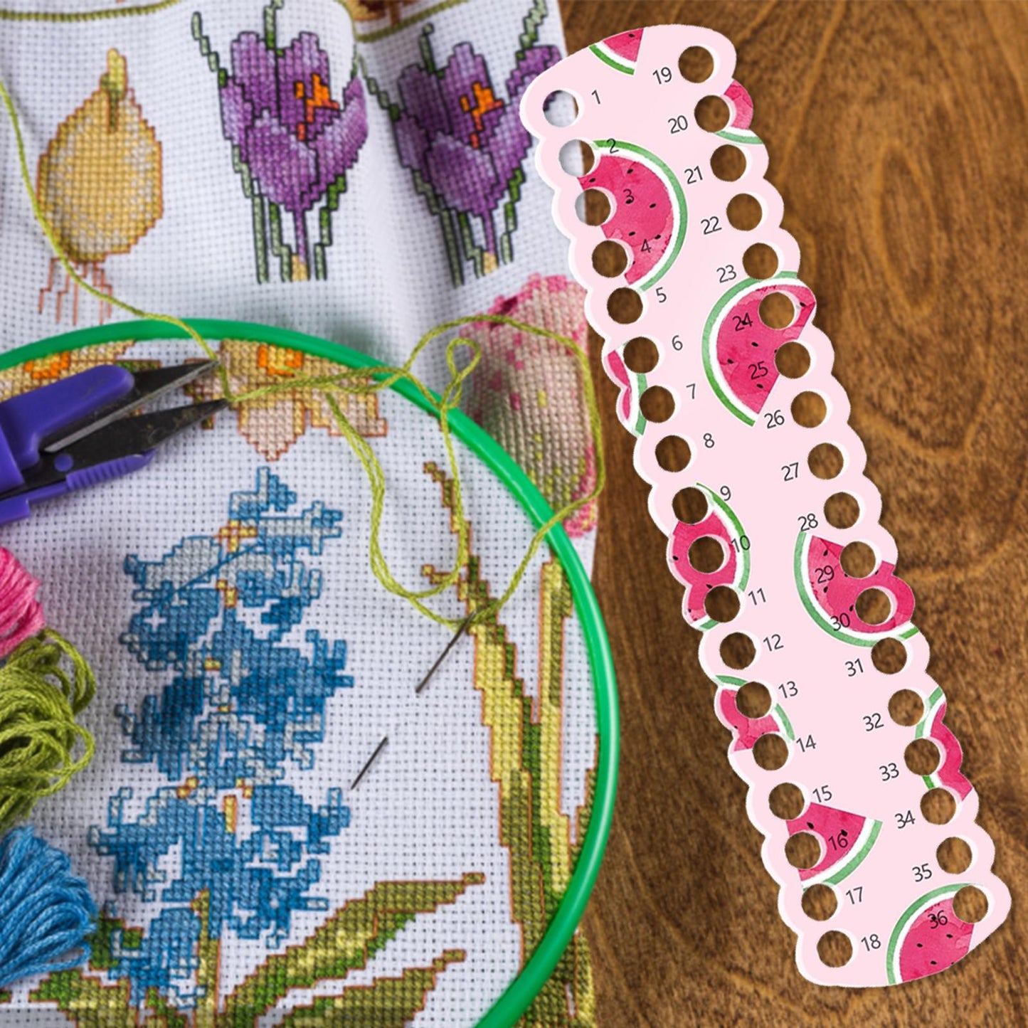 Acrylic Cross Stitch Row Line Board Cartoon Pattern Art Accessory (watermelon)