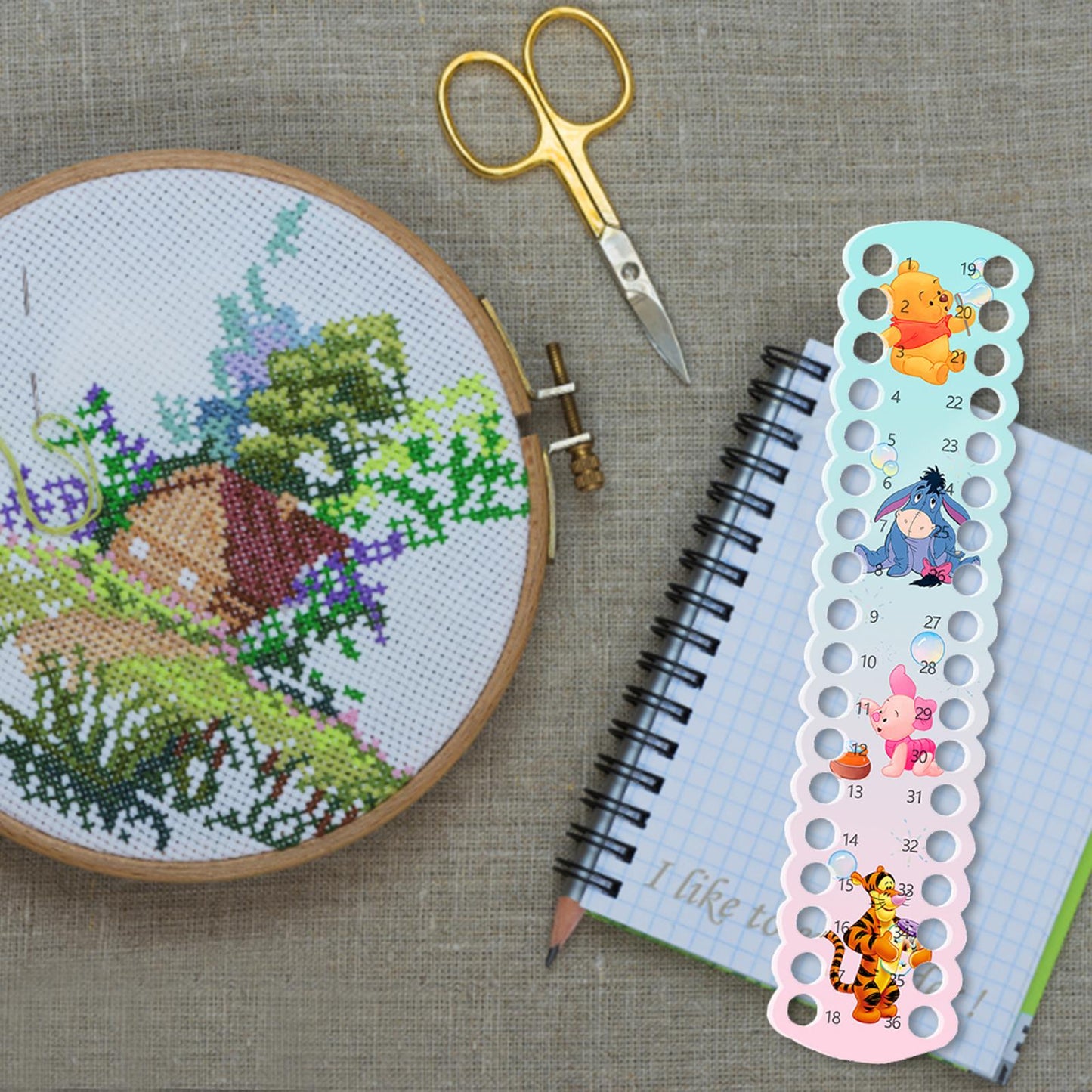 Acrylic Cross Stitch Row Line Board Cartoon Pattern Art Accessory (Winnie the Pooh)