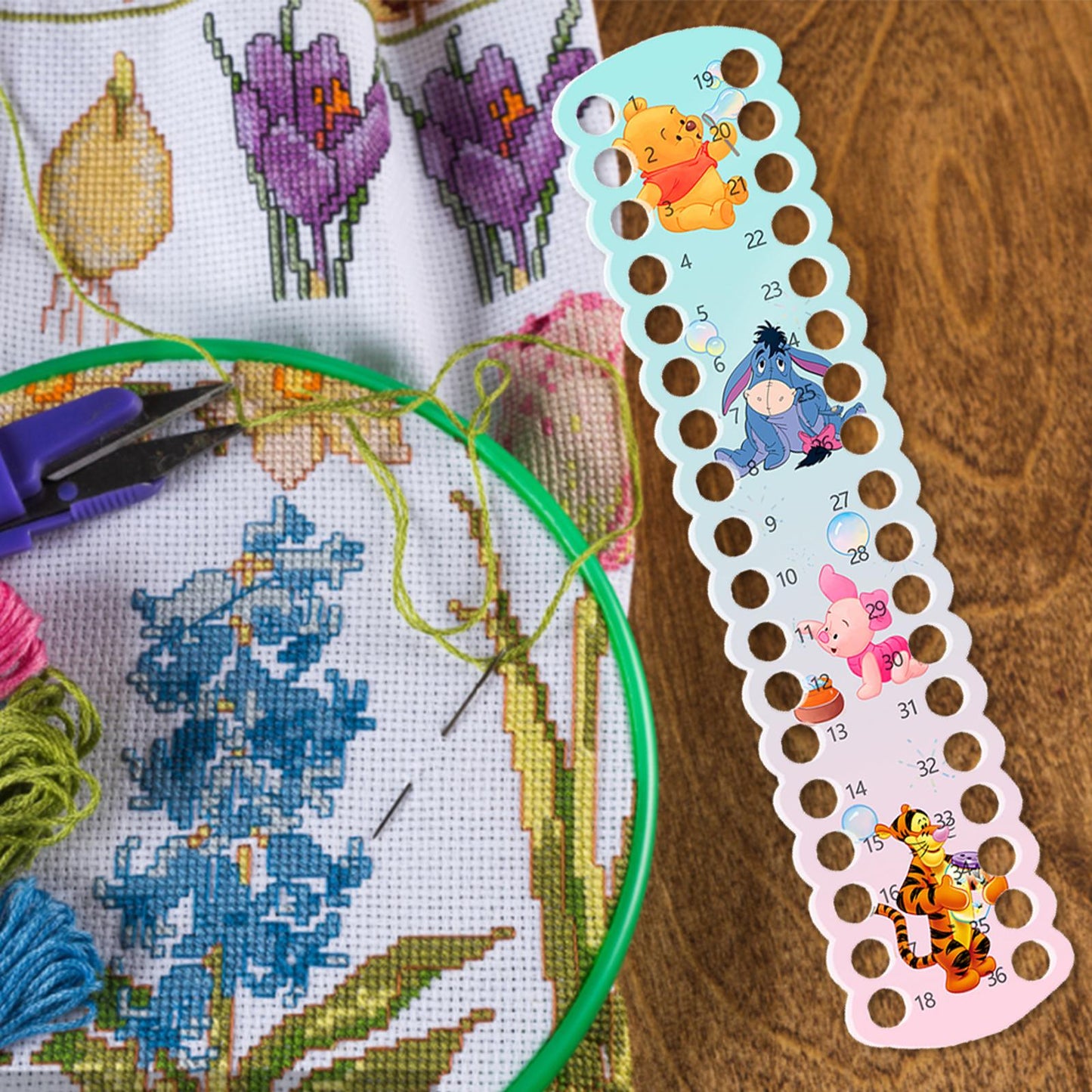 Acrylic Cross Stitch Row Line Board Cartoon Pattern Art Accessory (Winnie the Pooh)