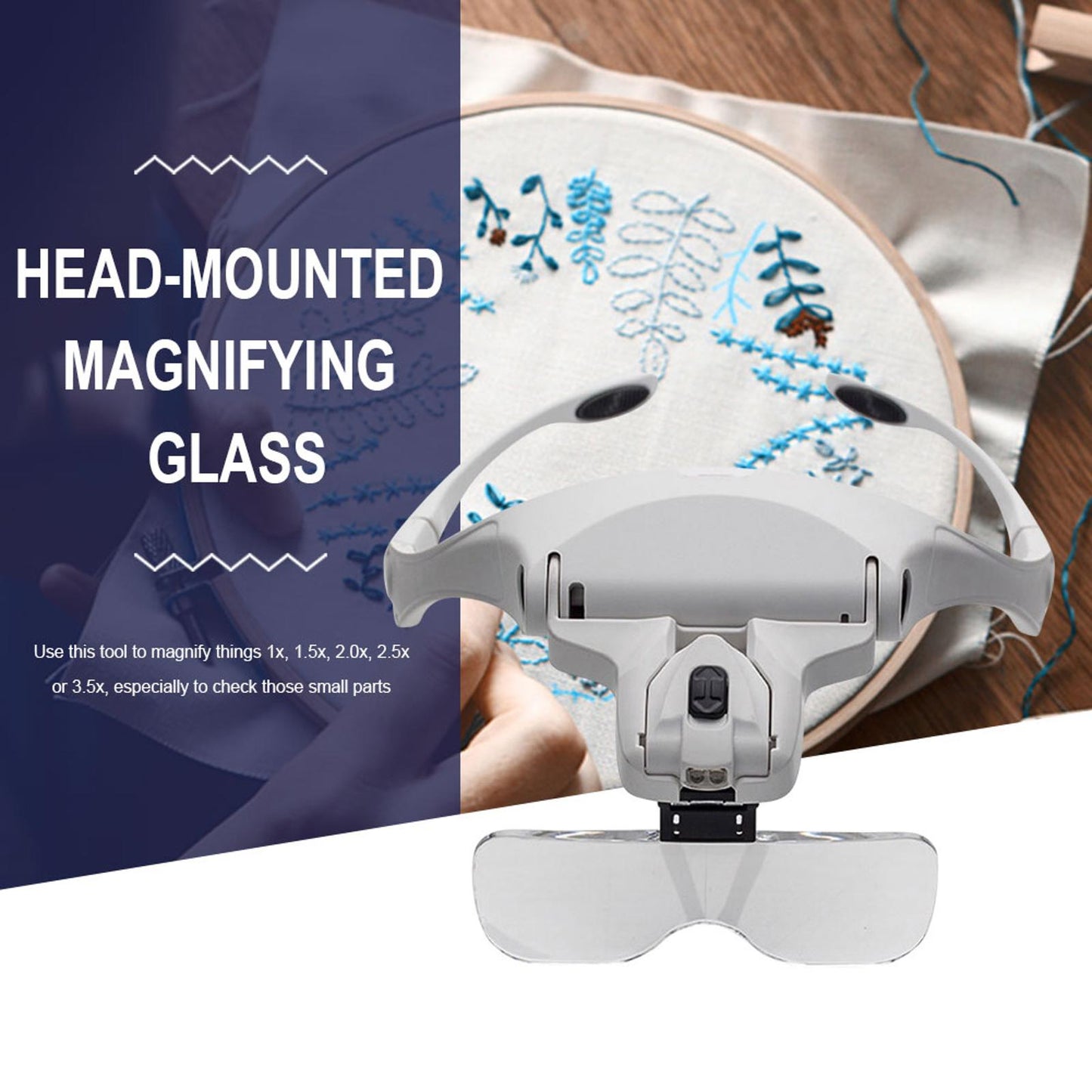 Magnifying Glasses Loupe Headband Magnifier with LED Light Jeweler Tools