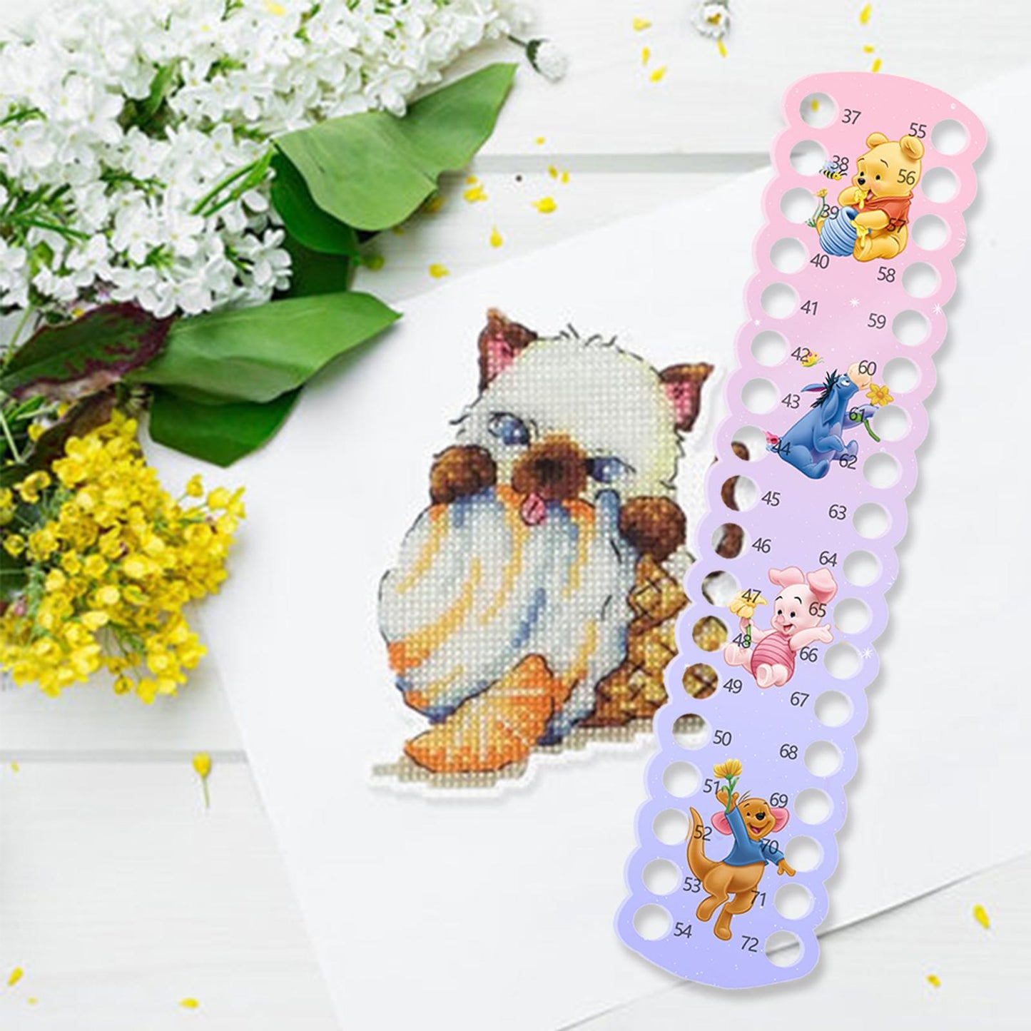 Cartoon Bear Embroidery Floss Organizer Cross Stitch Thread Holder Board