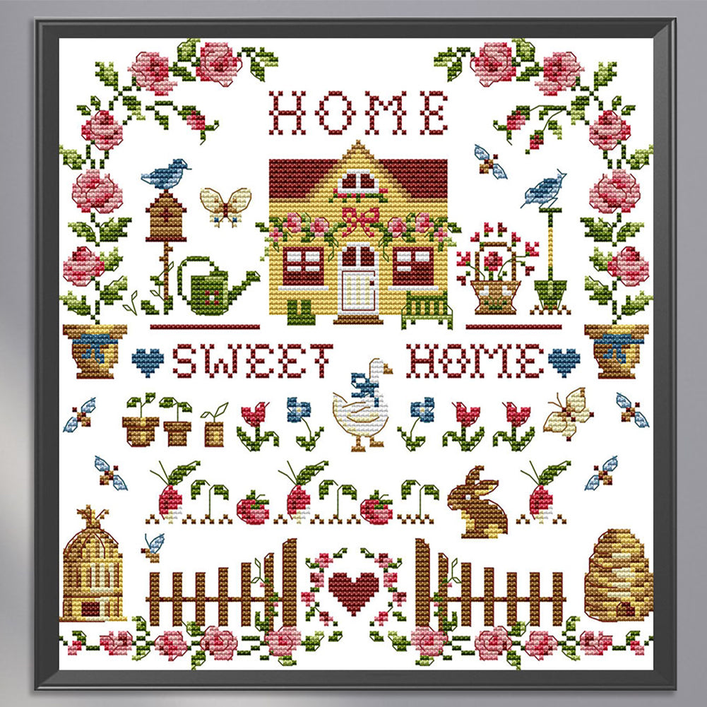 Sweet Home - Partial 14CT Stamped Cross Stitch 31x31CM - Joy Sunday Backstitch