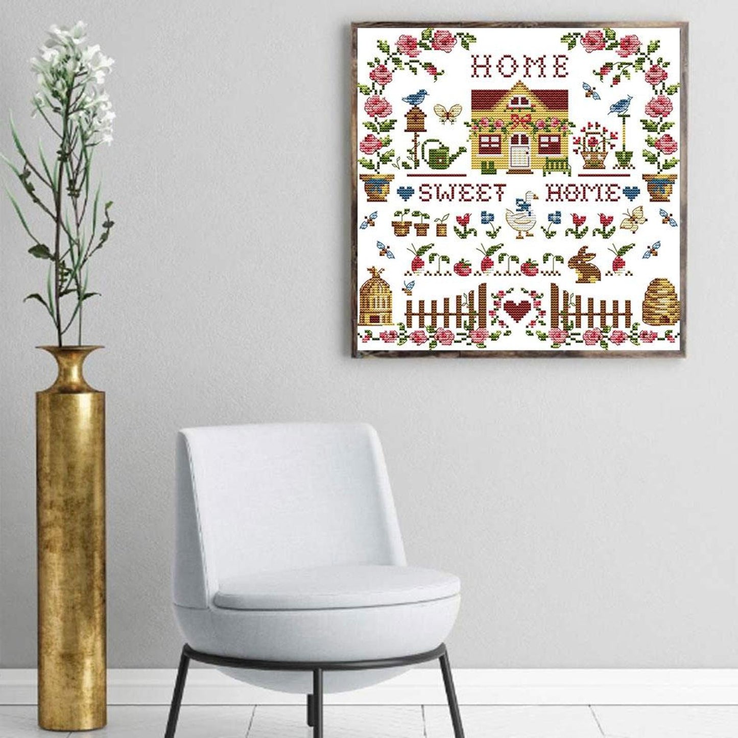 Sweet Home - Partial 14CT Stamped Cross Stitch 31x31CM - Joy Sunday Backstitch