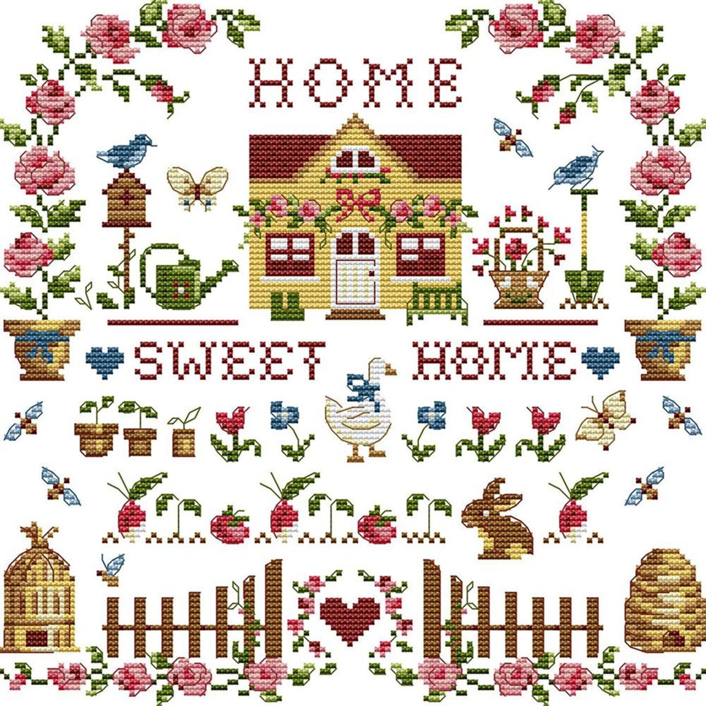 Sweet Home - Partial 14CT Stamped Cross Stitch 31x31CM - Joy Sunday Backstitch