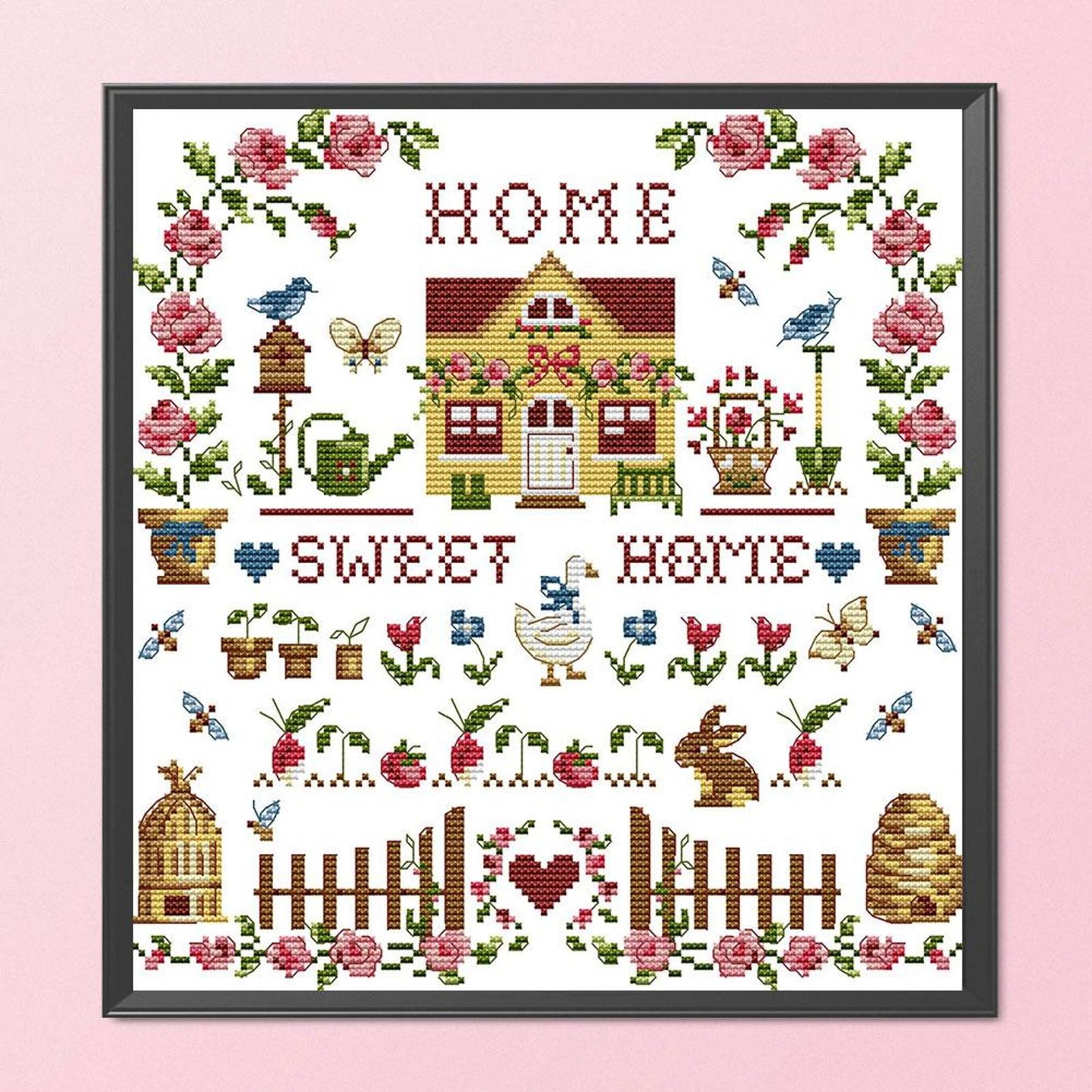 Sweet Home - Partial 14CT Stamped Cross Stitch 31x31CM - Joy Sunday Backstitch