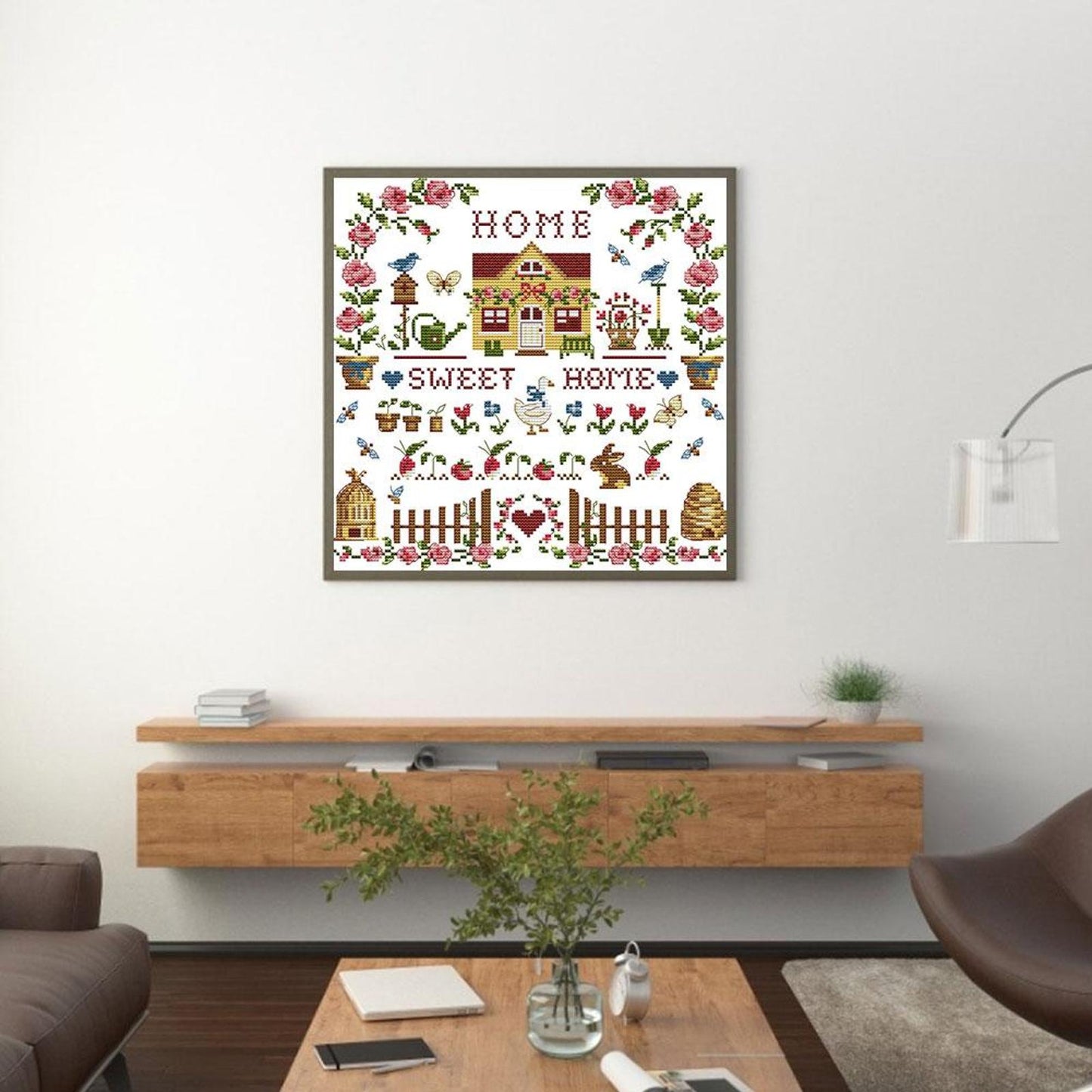 Sweet Home - Partial 14CT Stamped Cross Stitch 31x31CM - Joy Sunday Backstitch
