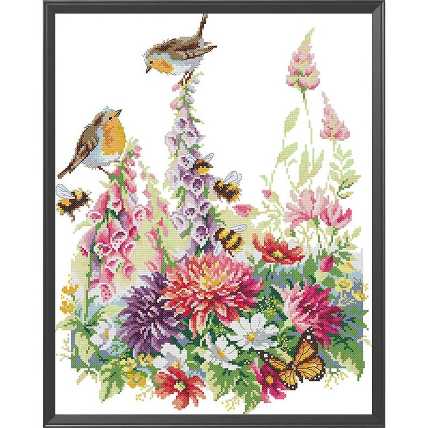 Birds And Flowers - Partial 14CT Stamped Cross Stitch 38x48CM - Joy Sunday Backstitch