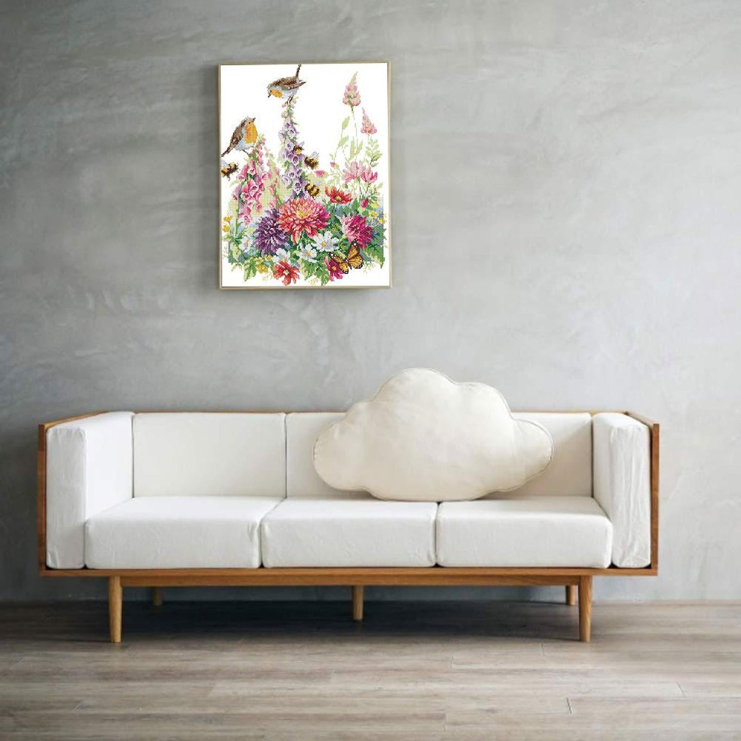Birds And Flowers - Partial 14CT Stamped Cross Stitch 38x48CM - Joy Sunday Backstitch