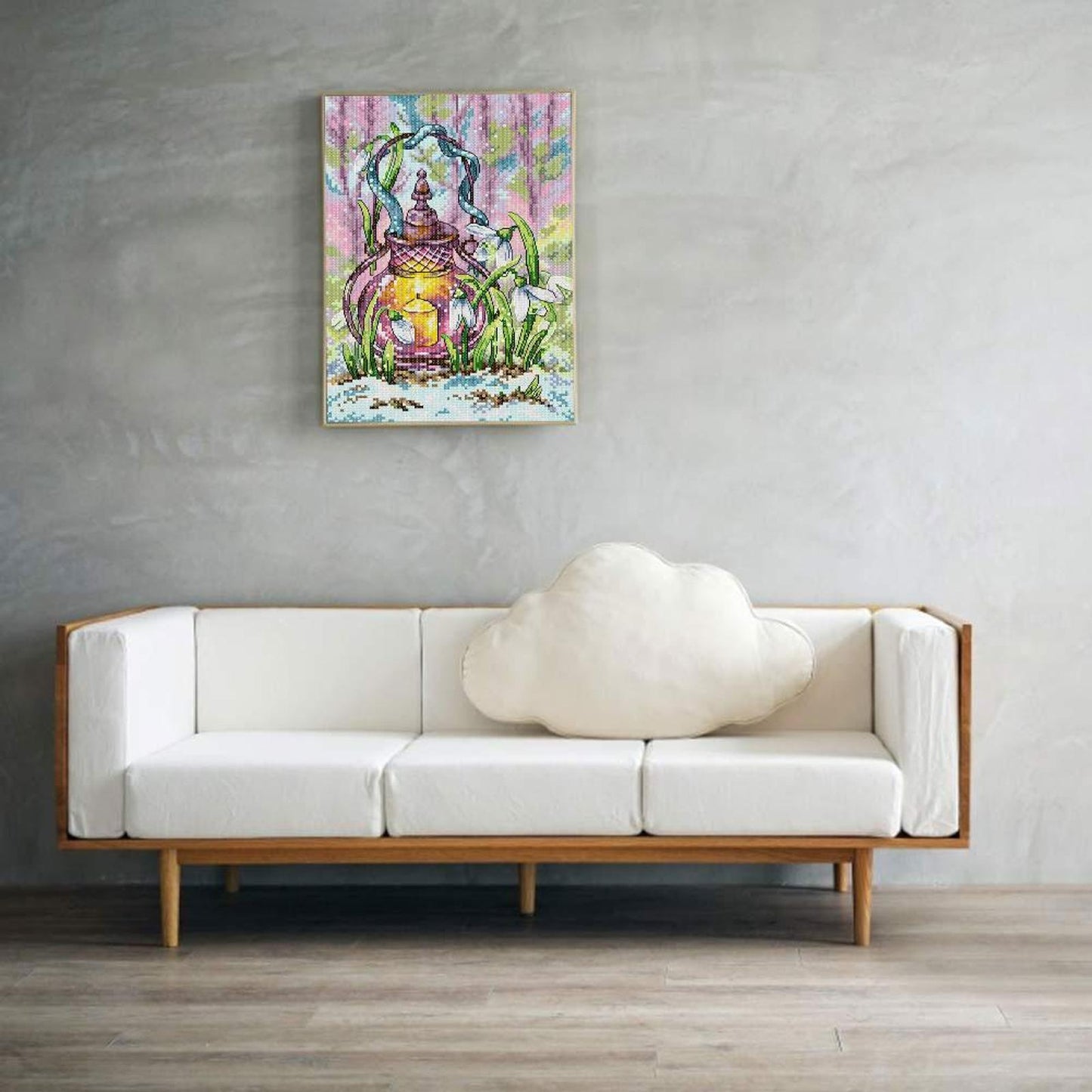 Spring Lantern - Full 14CT Stamped Cross Stitch 21x30CM - Joy Sunday Backstitch