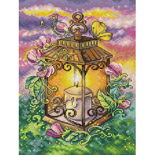 Summer Lantern - Full 14CT Stamped Cross Stitch 21x30CM - Joy Sunday Backstitch