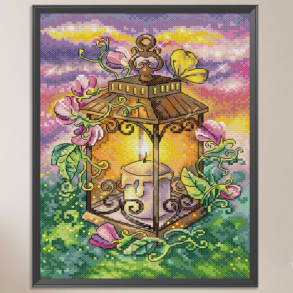 Summer Lantern - Full 14CT Stamped Cross Stitch 21x30CM - Joy Sunday Backstitch