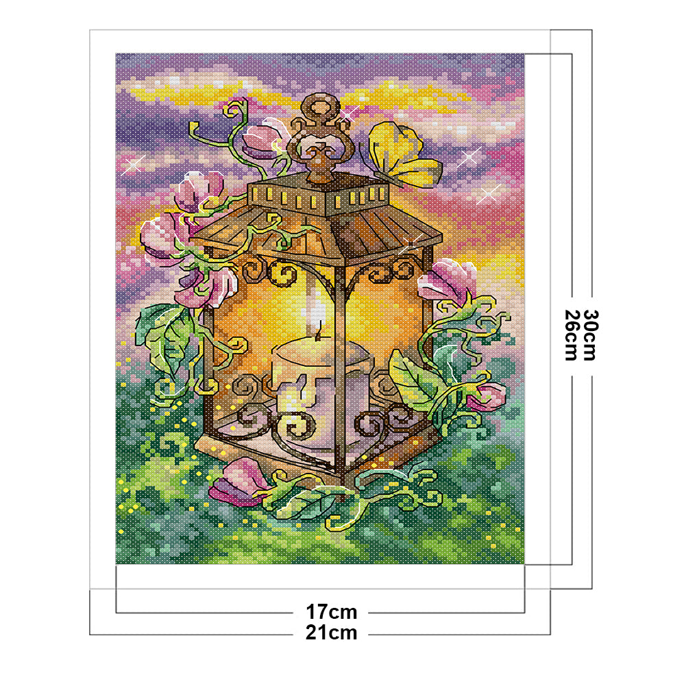 Summer Lantern - Full 14CT Stamped Cross Stitch 21x30CM - Joy Sunday Backstitch